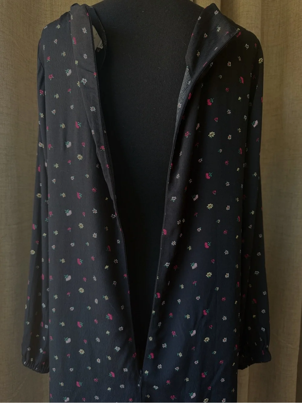 Mines by HATCH Maternity Black Floral Rayon Shift Dress 3/4 Sleeve Size M - Picture 5 of 7
